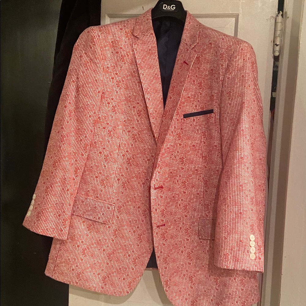 LINEA UOMO 100% Cotton Textured Red and White Jacket GC SIZE 46